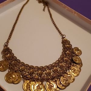 Vintage coin necklace goldtone